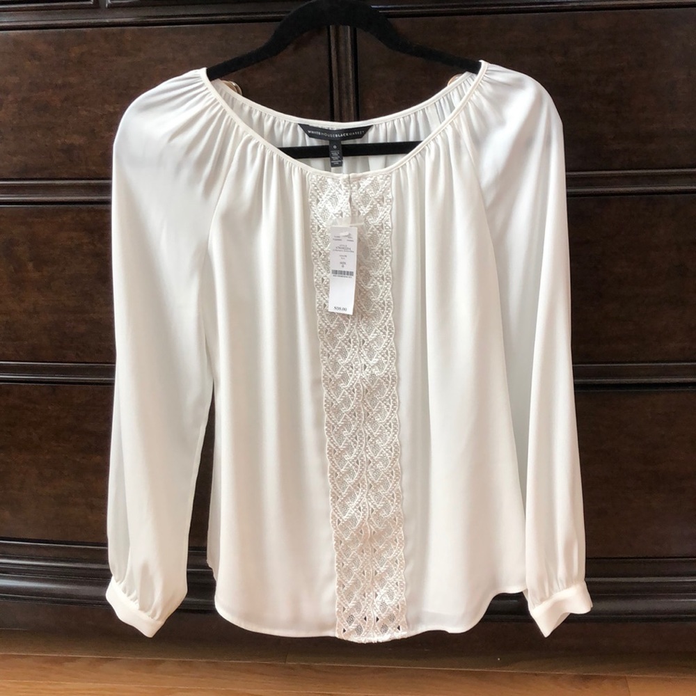 White house black market lined off-white blouse - Picture 1 of 5